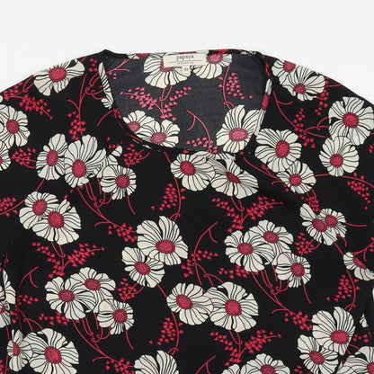 Papaya Womens Black Floral  Basic Blouse Size 10
