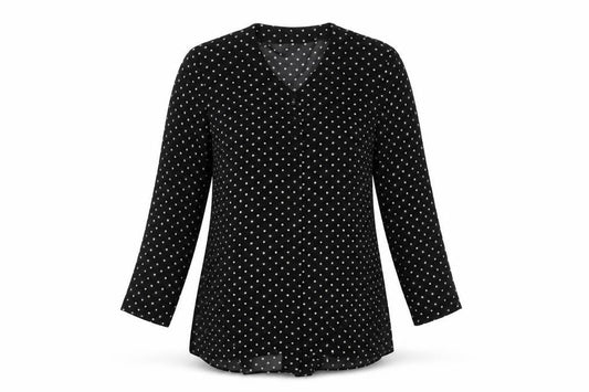 Richard Roberts Womens Black Polka Dot  Basic Button-Up Size L