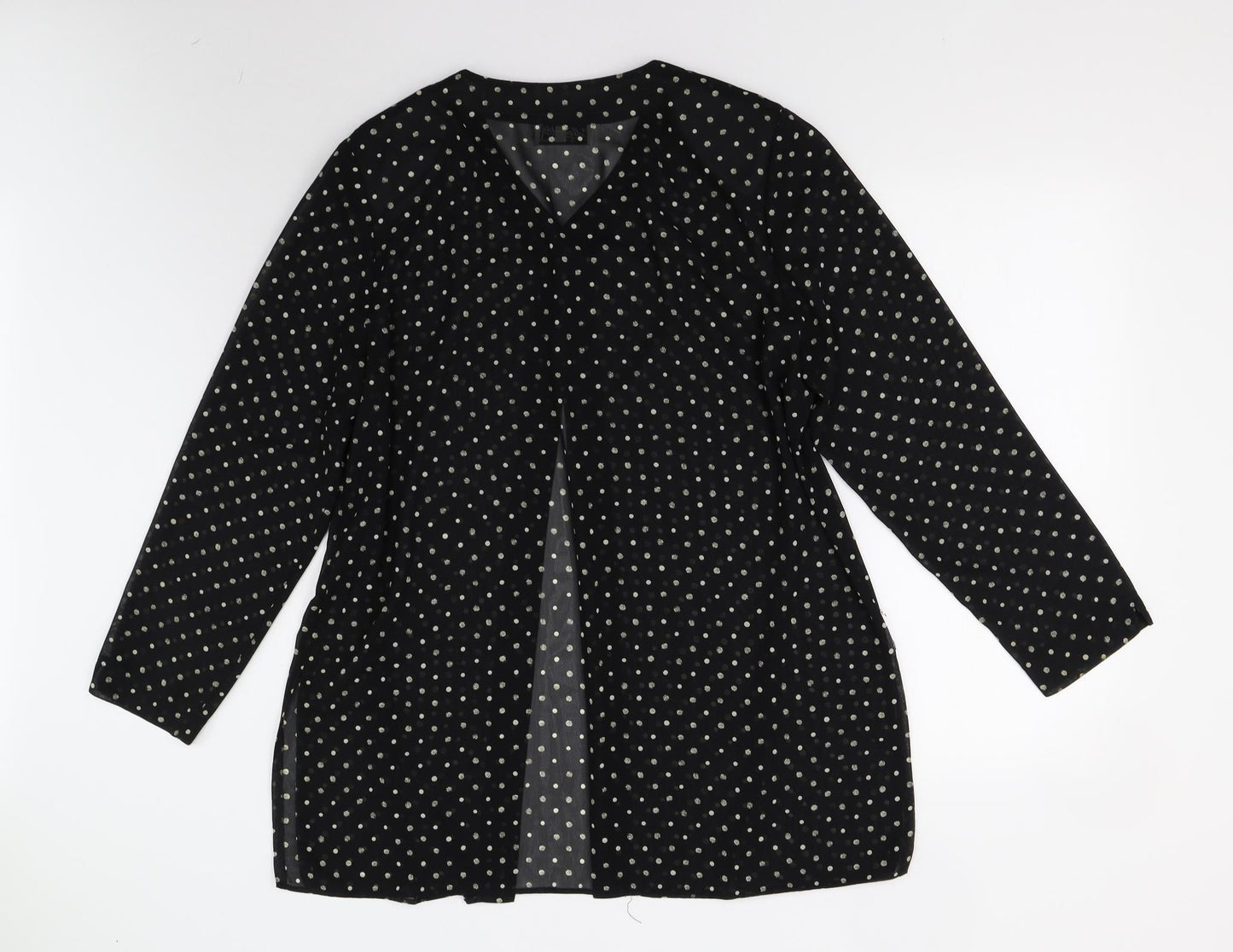 Richard Roberts Womens Black Polka Dot  Basic Button-Up Size L