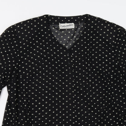Richard Roberts Womens Black Polka Dot  Basic Button-Up Size L