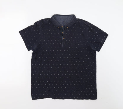 Easy Mens Blue Geometric   Polo Size L