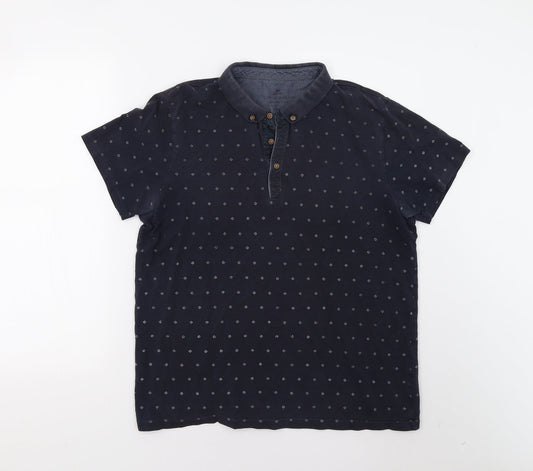 Easy Mens Blue Geometric   Polo Size L