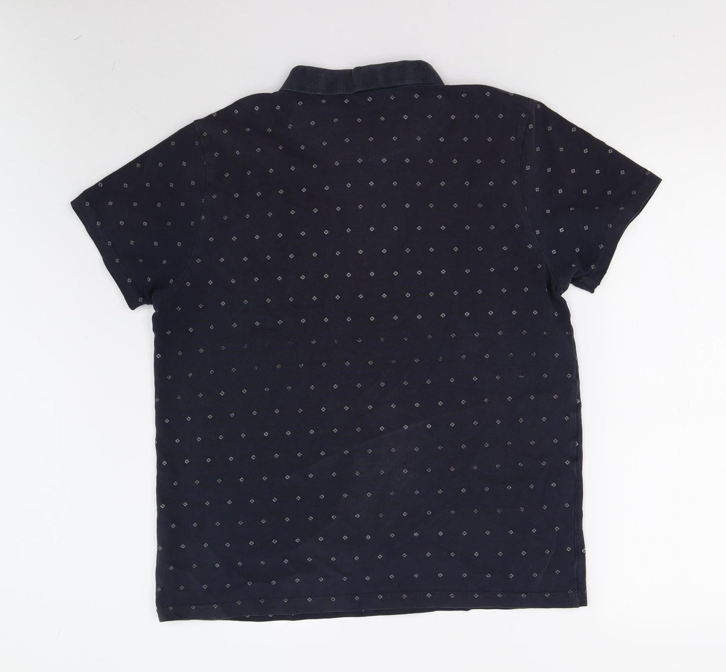 Easy Mens Blue Geometric   Polo Size L