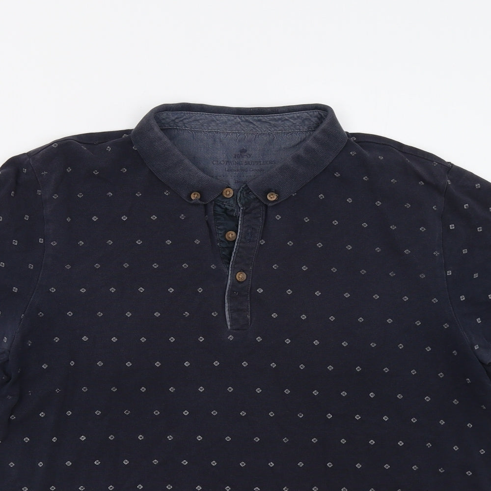 Easy Mens Blue Geometric   Polo Size L