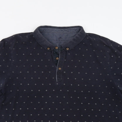Easy Mens Blue Geometric   Polo Size L