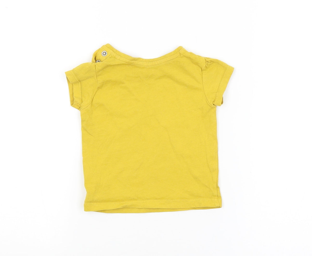 Primark Baby Yellow   Basic T-Shirt Size 3-6 Months  - HAPPY