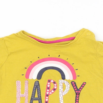 Primark Baby Yellow   Basic T-Shirt Size 3-6 Months  - HAPPY