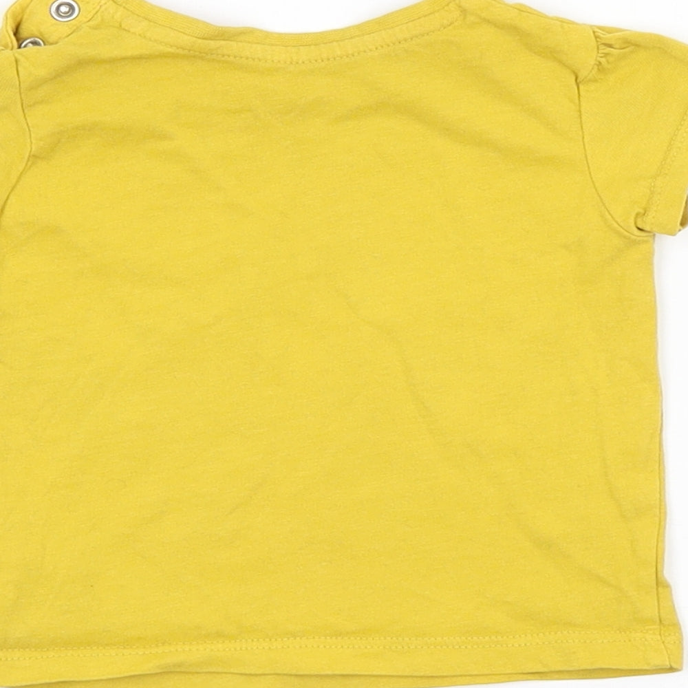 Primark Baby Yellow   Basic T-Shirt Size 3-6 Months  - HAPPY