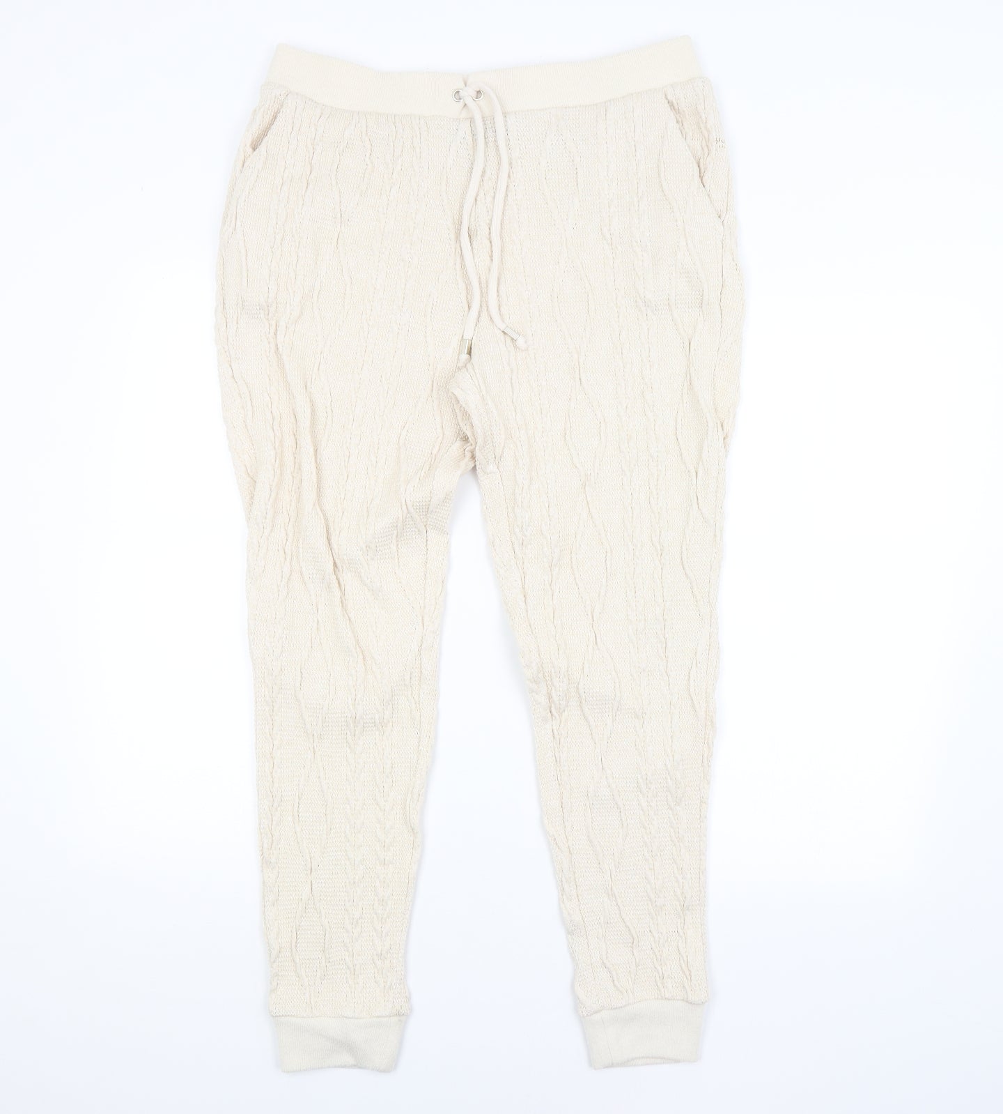 F&F Womens Beige Argyle/Diamond  Sweatpants Trousers Size 14 L28 in