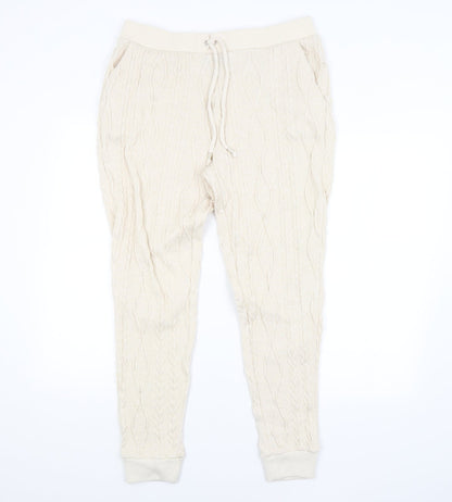 F&F Womens Beige Argyle/Diamond  Sweatpants Trousers Size 14 L28 in