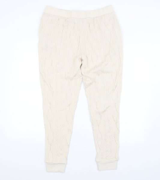 F&F Womens Beige Argyle/Diamond  Sweatpants Trousers Size 14 L28 in