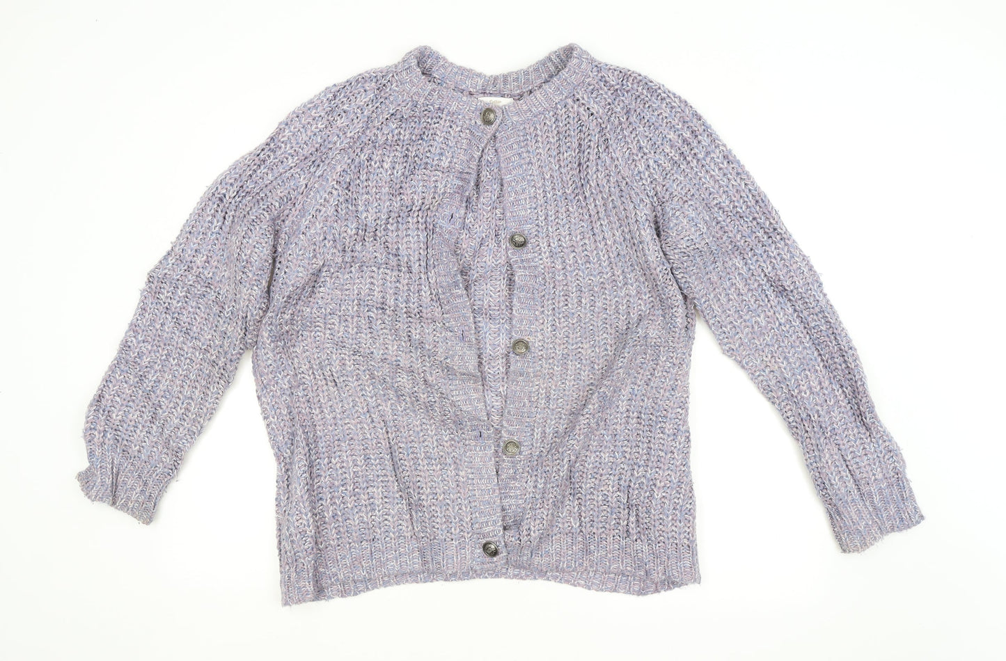 Cotton Traders Womens Purple Argyle/Diamond  Cardigan Jumper Size 14