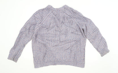 Cotton Traders Womens Purple Argyle/Diamond  Cardigan Jumper Size 14