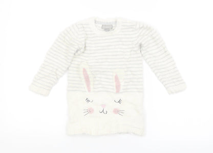 Primark Baby White Striped  Pullover Jumper Size 12-18 Months