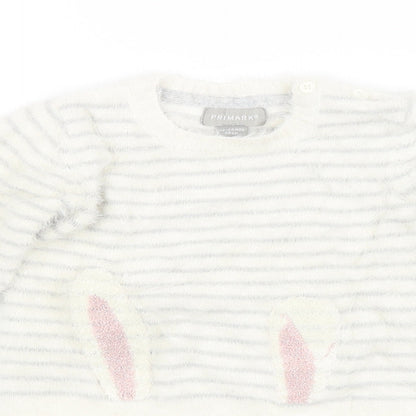 Primark Baby White Striped  Pullover Jumper Size 12-18 Months