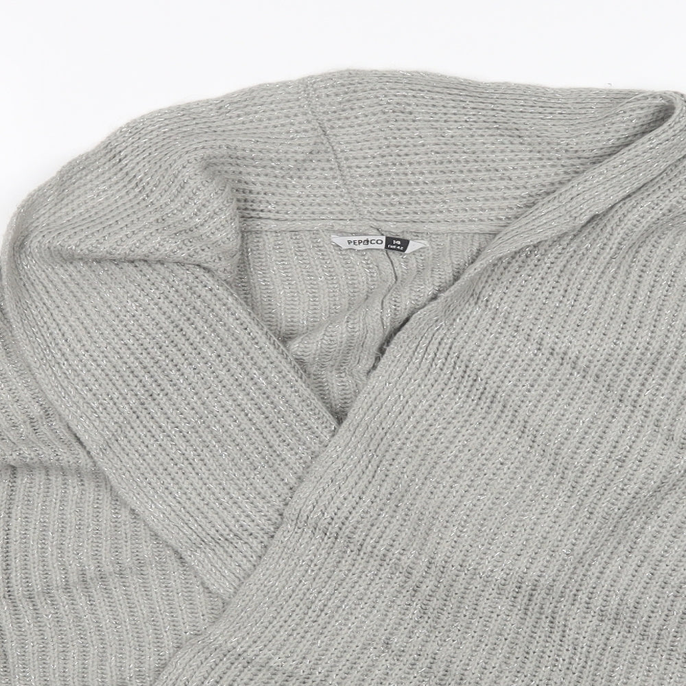 Womens UK Size 14 Pep&Co Grey Wrap Jumper
