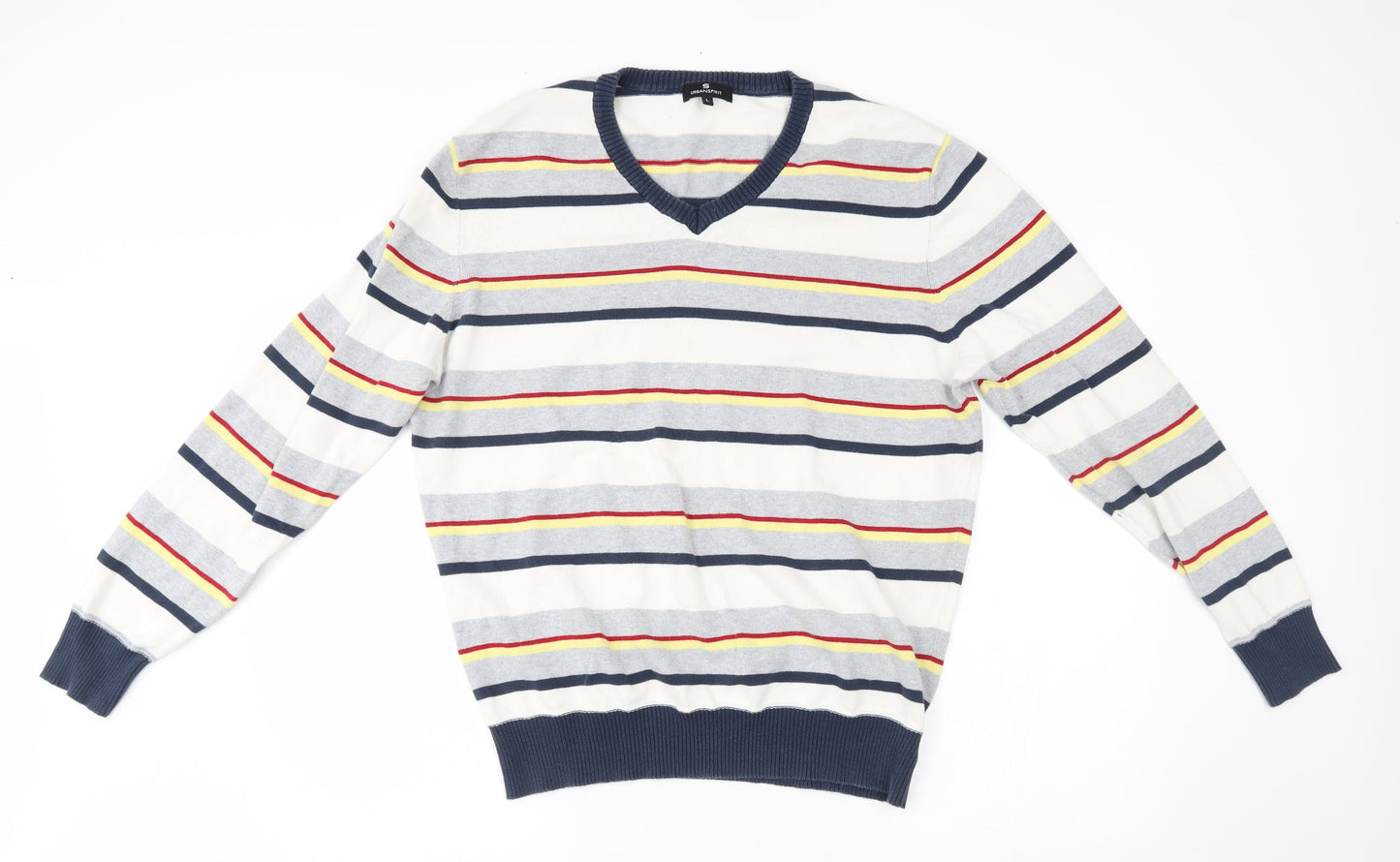 urban spirit Mens Grey Striped  Pullover Jumper Size L