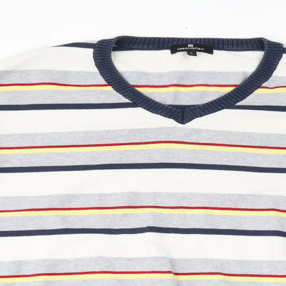 urban spirit Mens Grey Striped  Pullover Jumper Size L