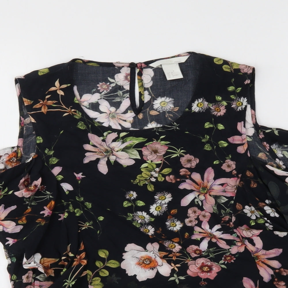 Womens UK Size 10 H&M Black Basic Blouse