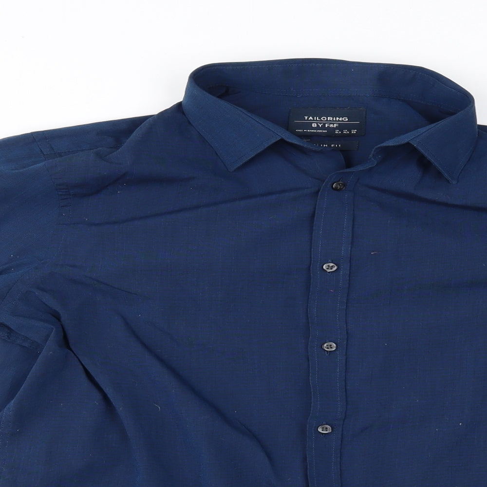 F&F Mens Blue    Button-Up Size 15.5