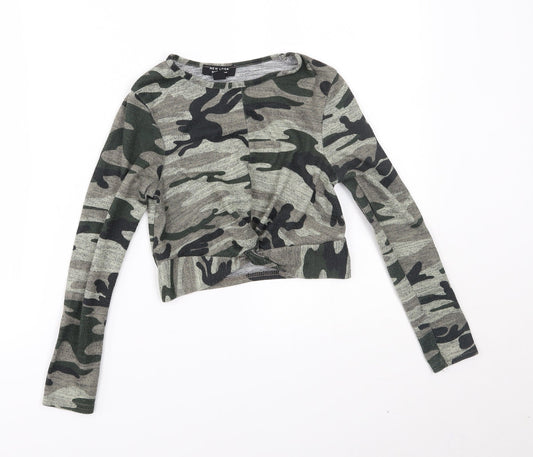 New Look Girls Green Camouflage  Basic T-Shirt Size 9 Years