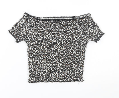 Primark Girls Beige Animal Print  Basic Blouse Size 7-8 Years
