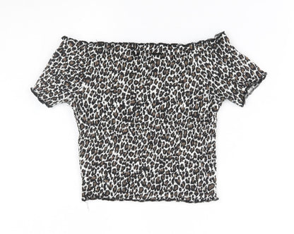 Primark Girls Beige Animal Print  Basic Blouse Size 7-8 Years