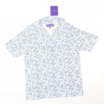 Autonomy Womens Blue Floral  Basic Polo Size S