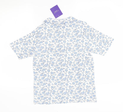 Autonomy Womens Blue Floral  Basic Polo Size S