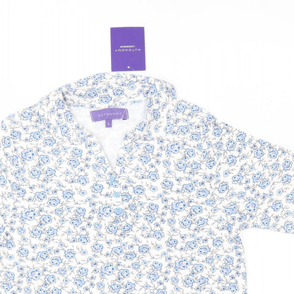 Autonomy Womens Blue Floral  Basic Polo Size S