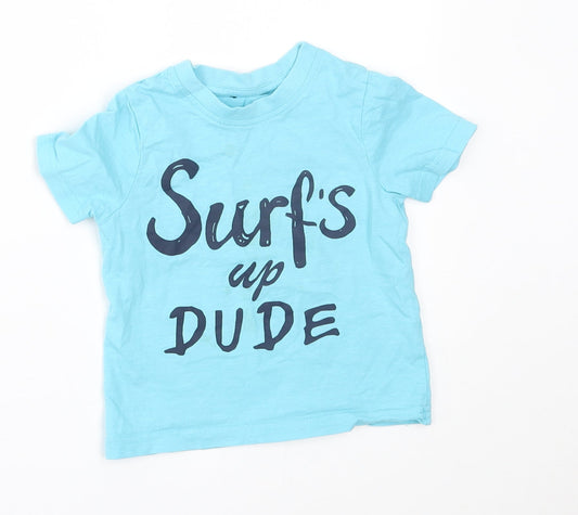 George Baby Blue   Basic T-Shirt Size 18-24 Months  - surfs up dude