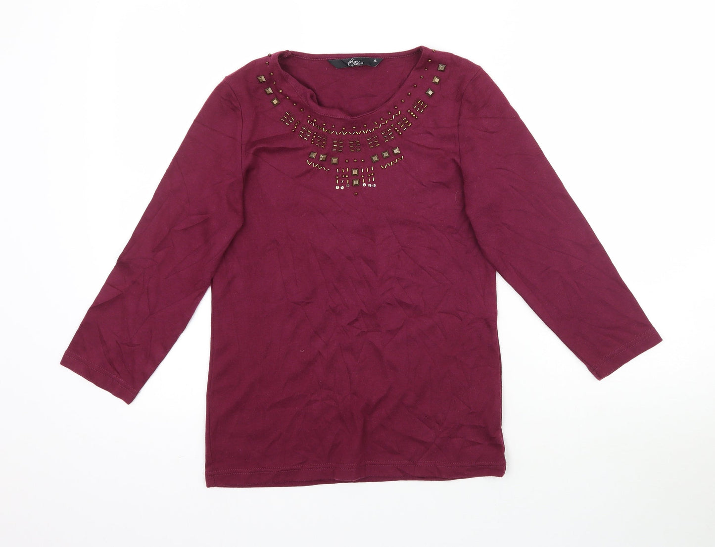 Womens UK Size XS Bm Casual Purple Basic T-Shirt
