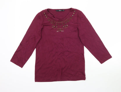 Womens UK Size XS Bm Casual Purple Basic T-Shirt