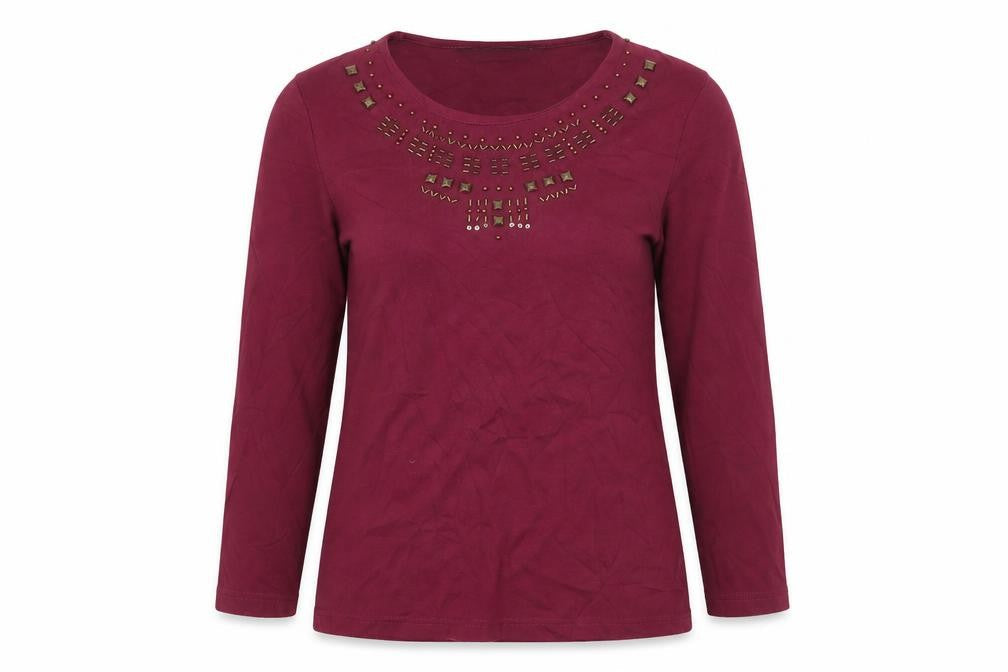 Bonmarché Womens Purple Basic T-Shirt Size XS - Maroon/Burgundy