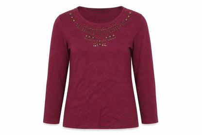 Bonmarché Womens Purple Basic T-Shirt Size XS - Maroon/Burgundy