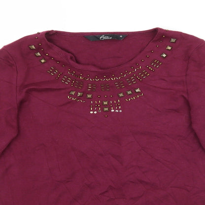 Womens UK Size XS Bm Casual Purple Basic T-Shirt