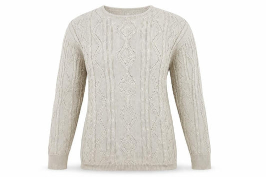 Front view of Oui women’s beige knit jumper, size S