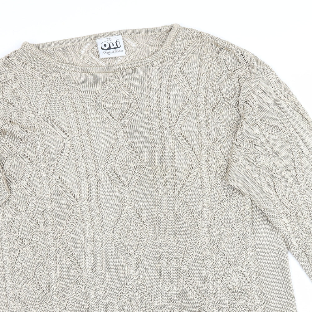 Womens UK Size S Oui Beige Pullover Jumper