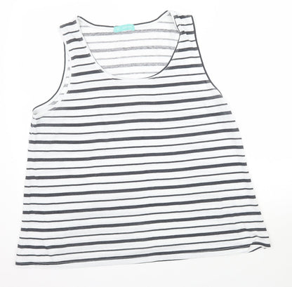 Avenue Womens White Striped  Basic Tank Size 16