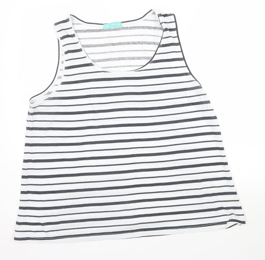 Avenue Womens White Striped  Basic Tank Size 16