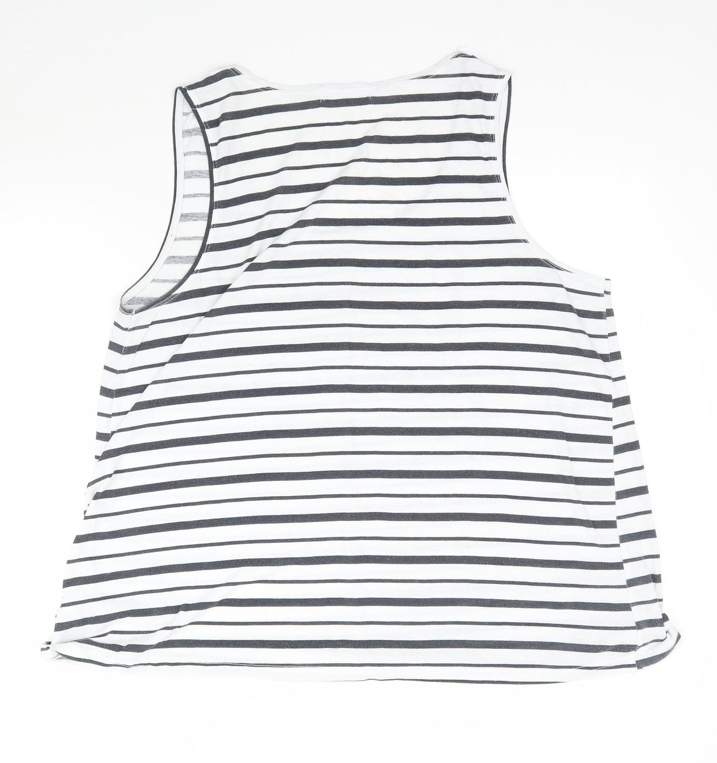 Avenue Womens White Striped  Basic Tank Size 16