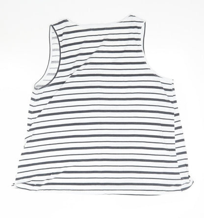 Avenue Womens White Striped  Basic Tank Size 16
