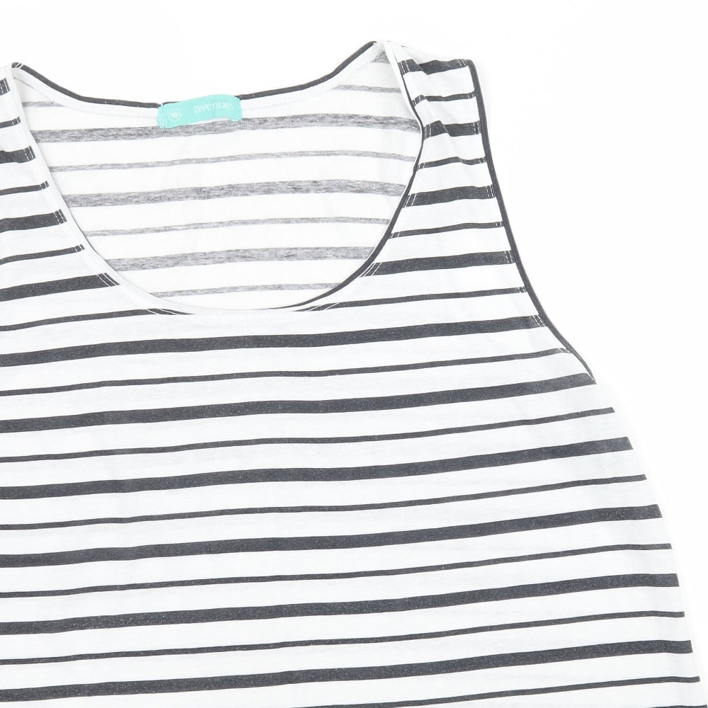 Avenue Womens White Striped  Basic Tank Size 16