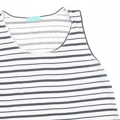Avenue Womens White Striped  Basic Tank Size 16