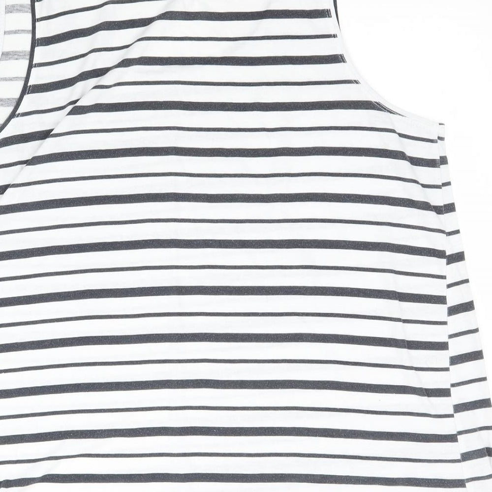 Avenue Womens White Striped  Basic Tank Size 16