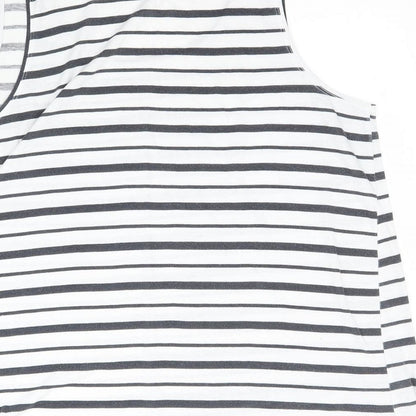 Avenue Womens White Striped  Basic Tank Size 16