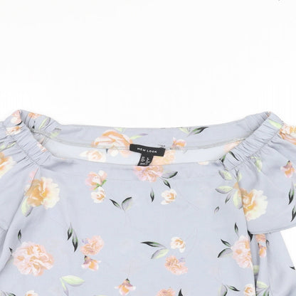 New Look Womens Blue Floral  Basic Blouse Size 8