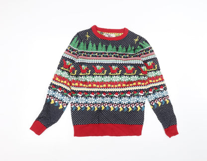 season greetings Womens Blue   Pullover Jumper Size 8