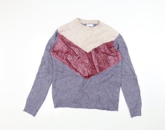 Womens UK Size S Papaya Blue Pullover Jumper