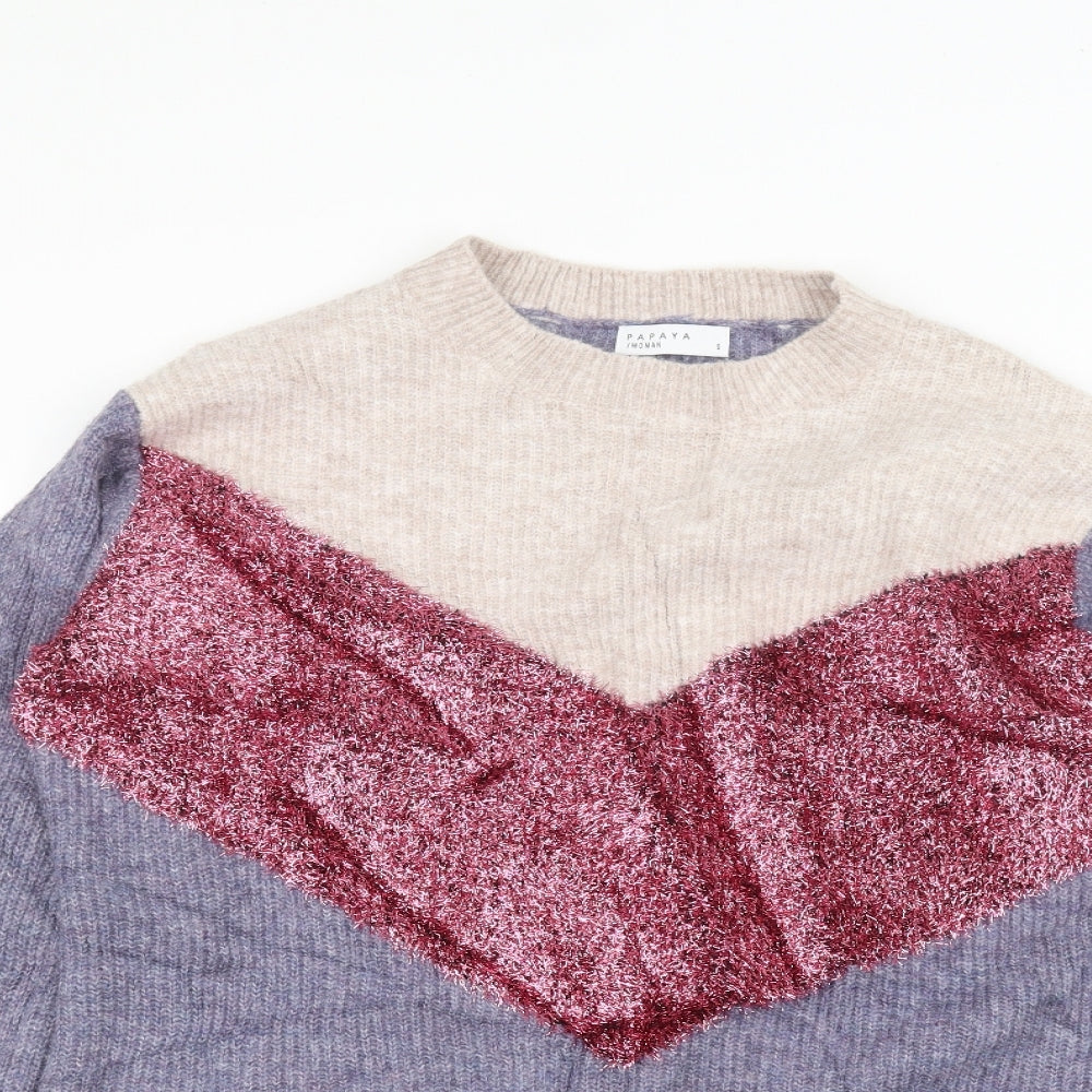 Womens UK Size S Papaya Blue Pullover Jumper